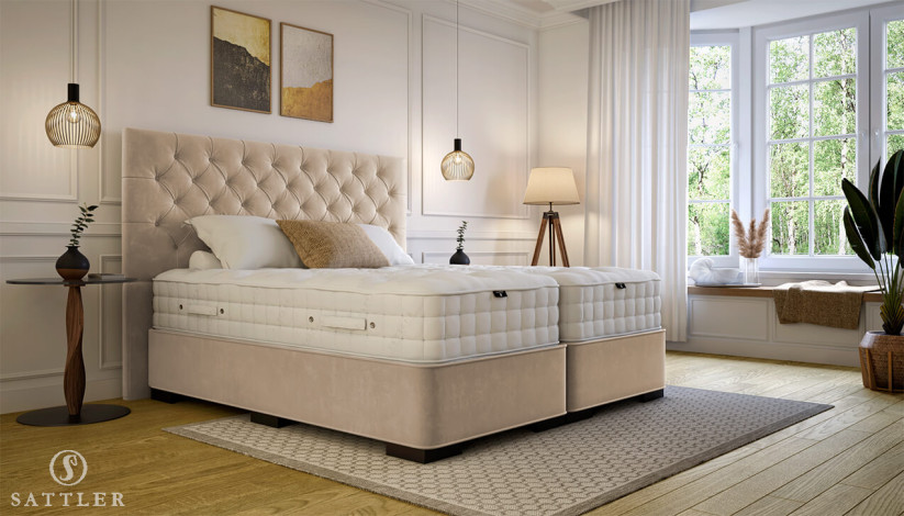 Boxspringbett „Hamlet“ 180 x 210 cm in Adore Beige