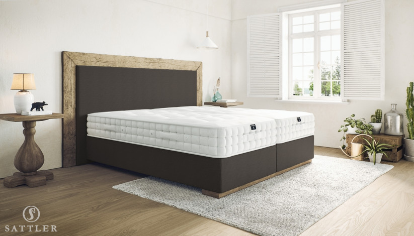 Boxspringbett Carlos 160 x 220 cm in Leder Espresso