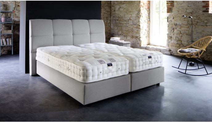 Luxus Boxspringbett „Carmen“ 160x200 in Grau-Silber