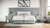 Luxus Boxspringbett Maximo in Adore Steel mit 300 cm breitem Kopfteil