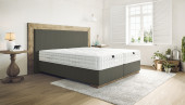 Boxspringbett Carlos 180 x 220 cm in Leder Anthrazit