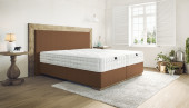 Boxspringbett Carlos 180 x 220 cm in Leder Goldbraun